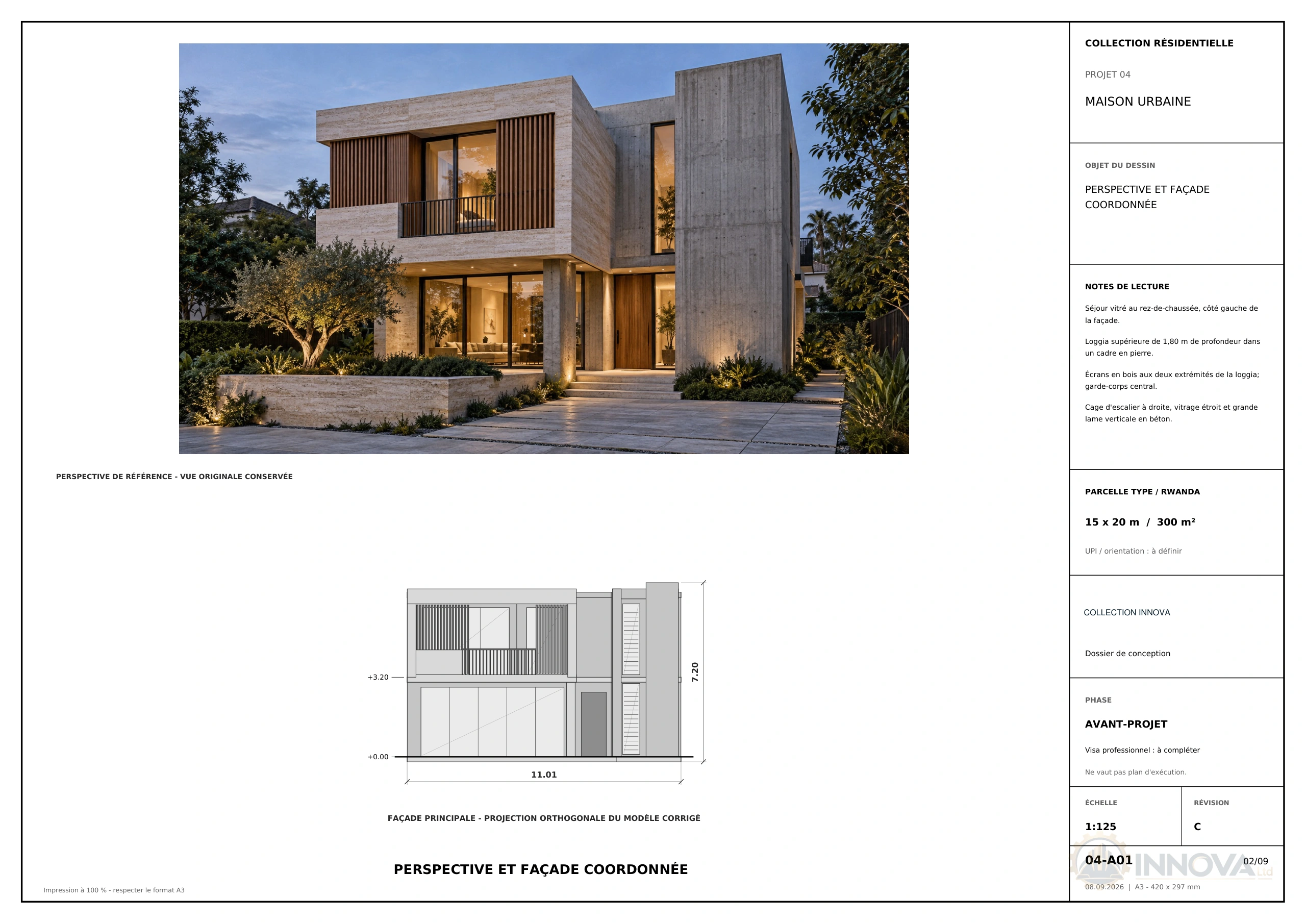 Maison Urbaine — front elevation with heights · page 2